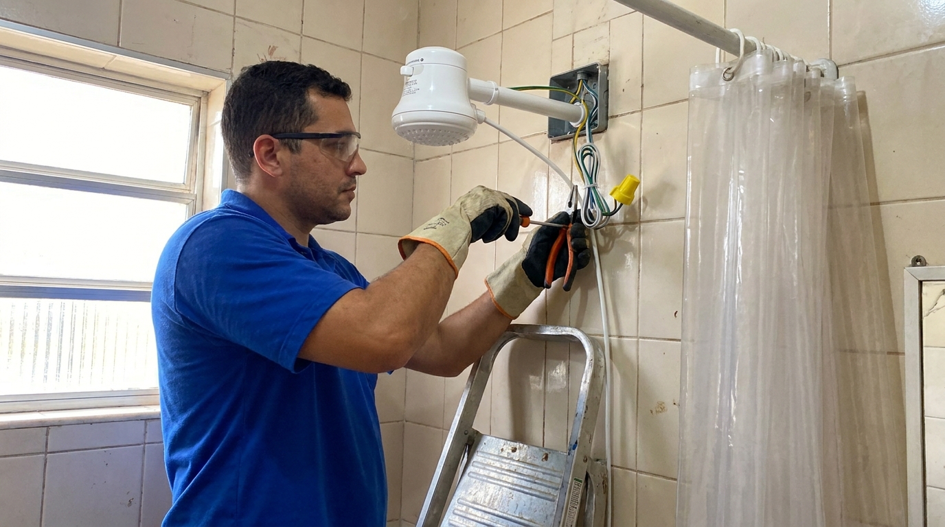 Instalacao de chuveiro eletrico residencial em Presidente Prudente‑SP