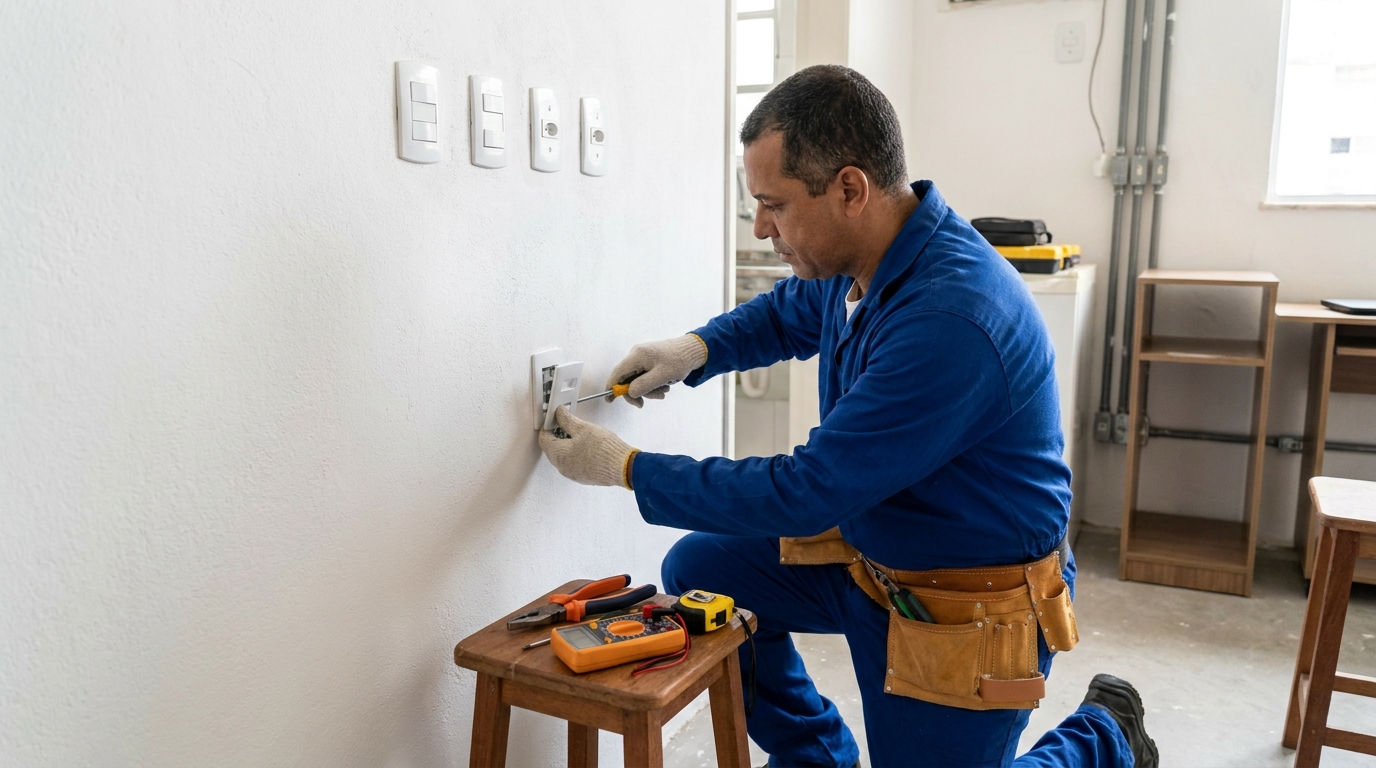 Instalacao de tomada e interruptor profissional em Presidente Prudente‑SP