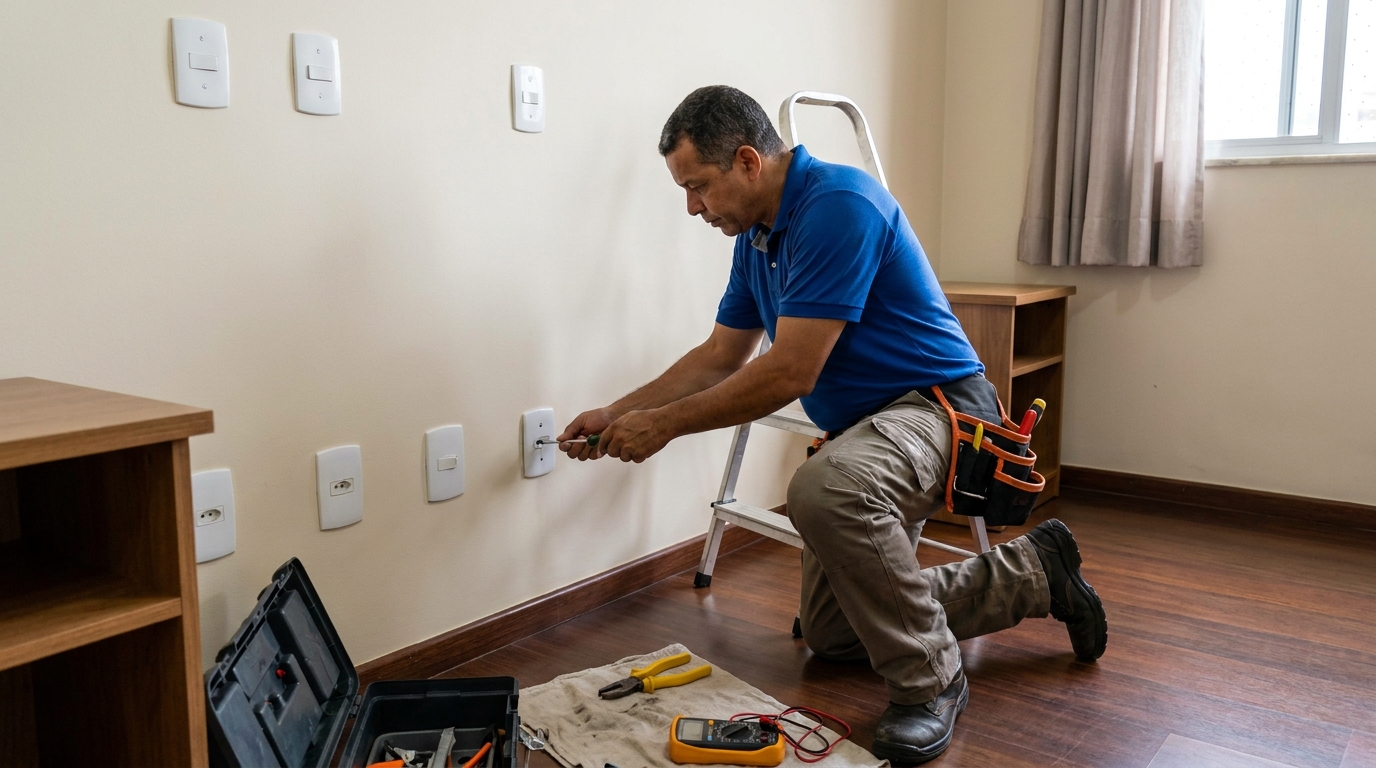 Instalacao de tomada e interruptor residencial em Presidente Prudente‑SP