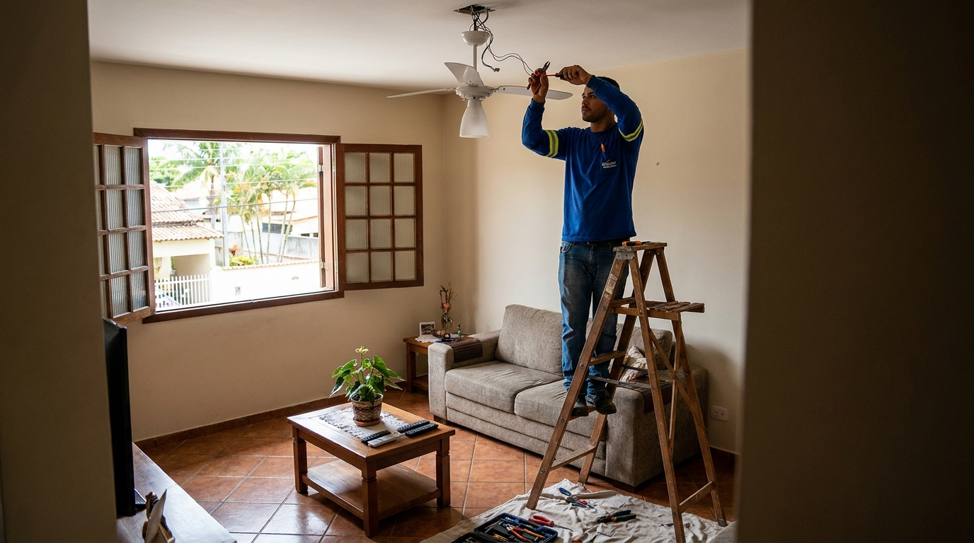 Instalacao de ventilador de teto profissional em Presidente Prudente‑SP